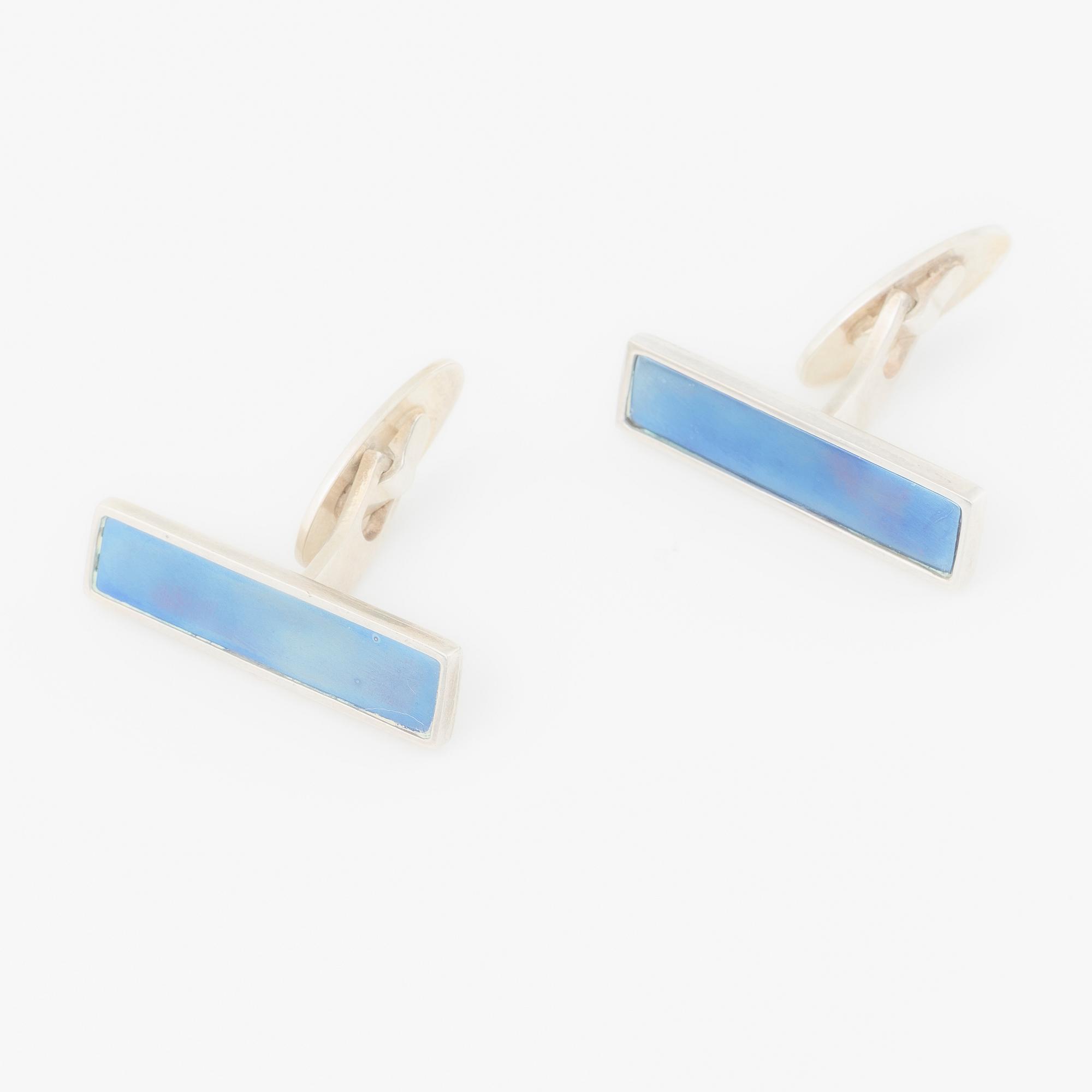 Jan Brunk, manschettknappar, sterlingsilver och emalj, Stockholm, 1992.