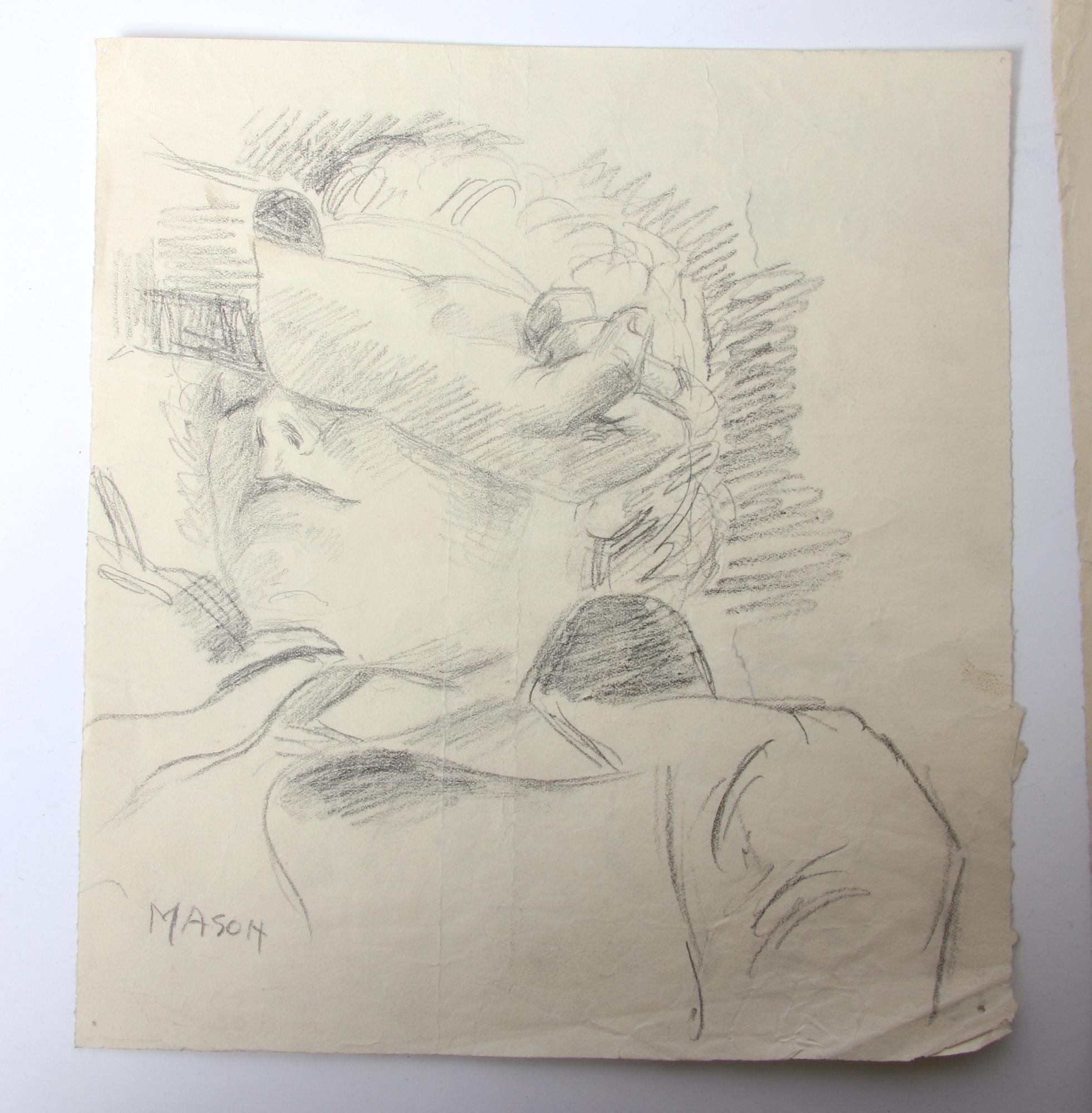 MASON, MATS, olja på duk, sign o dat 1937, samt gouache och 4 blyertsteckningar, sign.