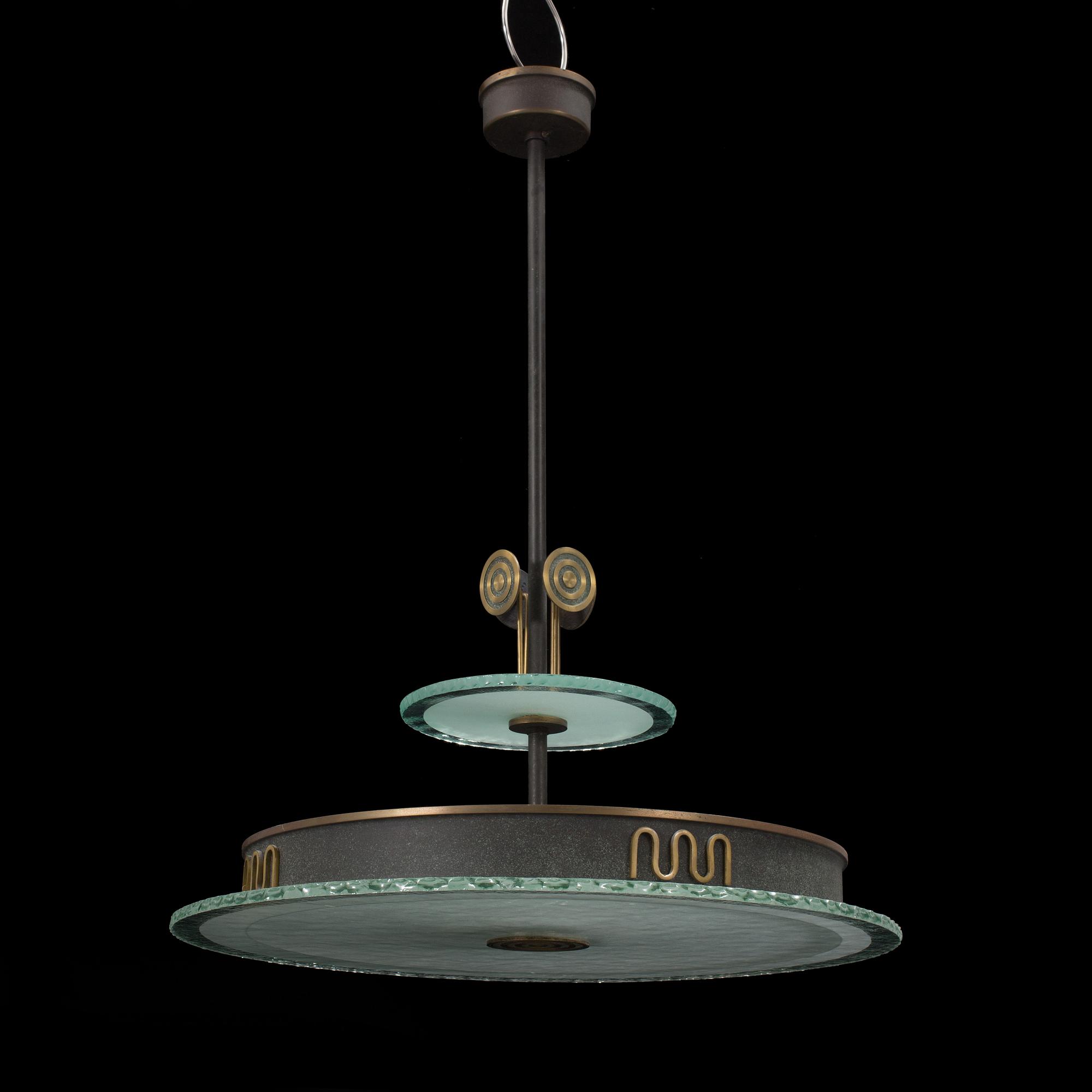 A 1920s art déco ceiling light.
