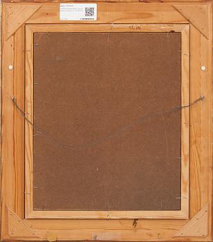 OKÄND KONSTNÄR, olja på pannå, signerad V. Ahlmann.