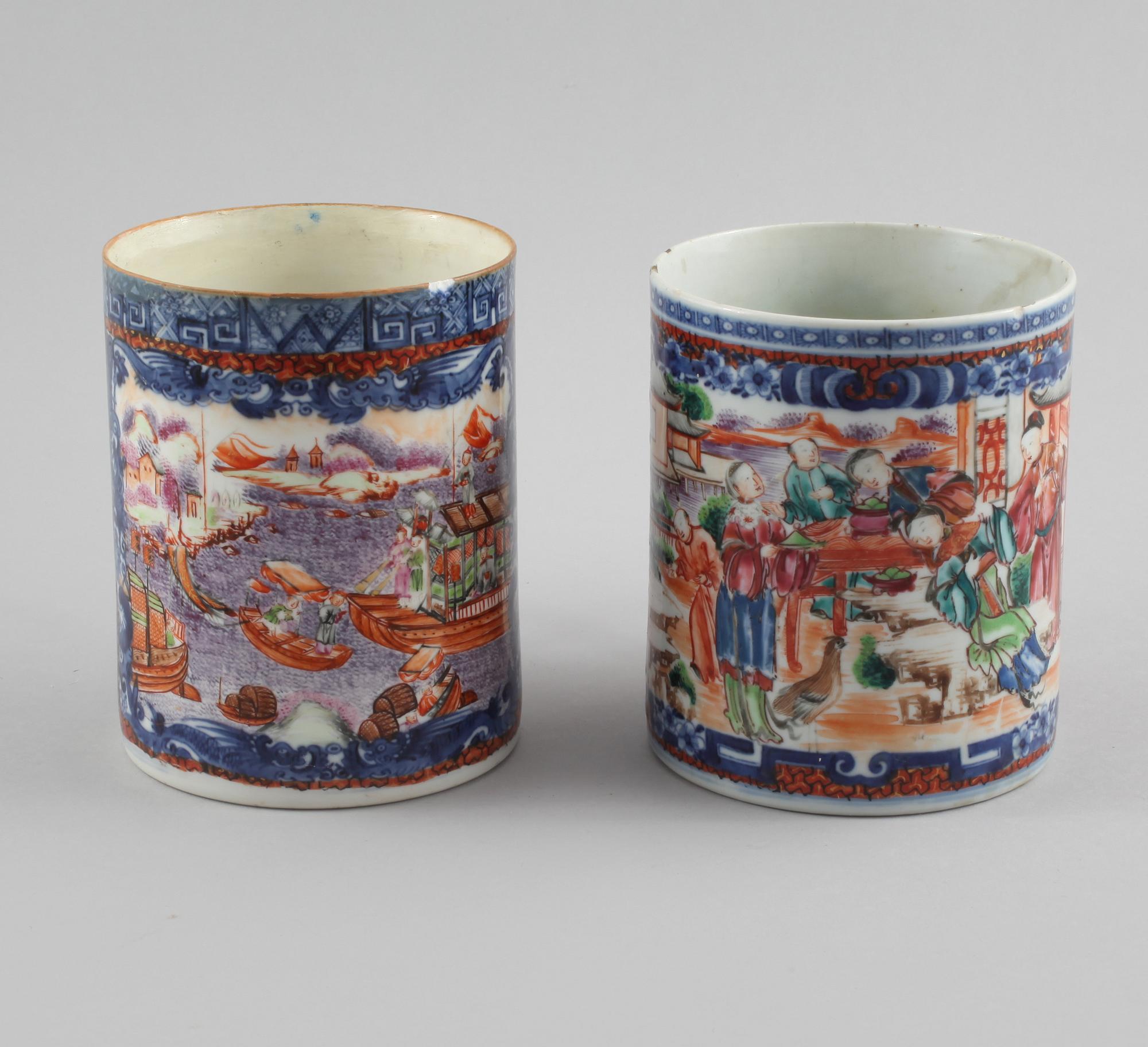 MUGGAR, 2 st, porslin, Kina, 1700-tal.