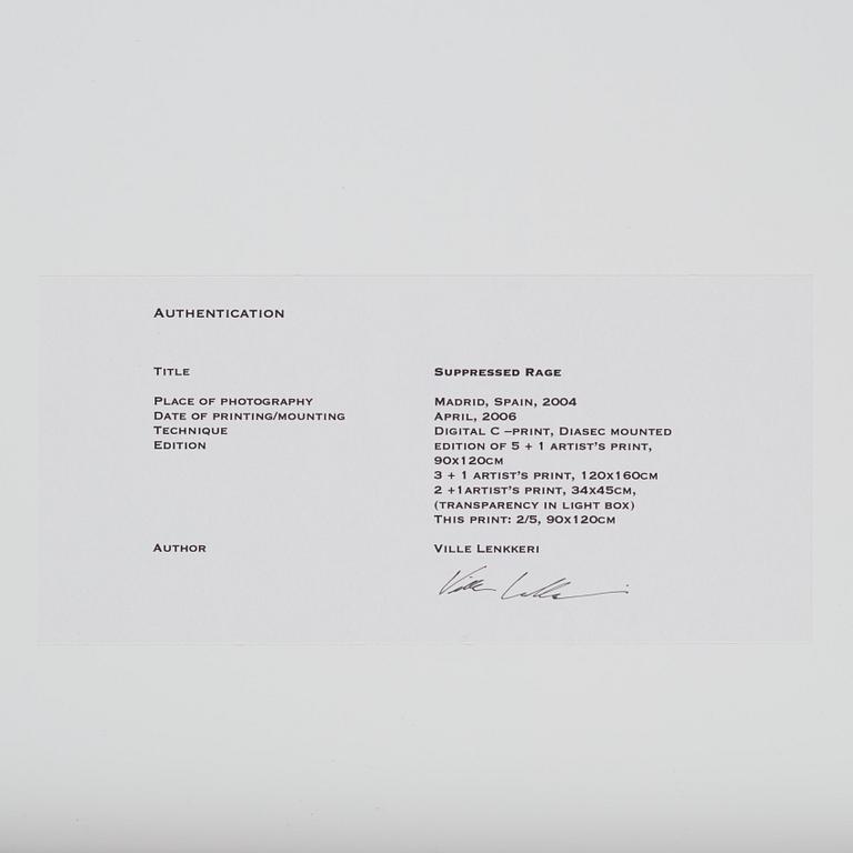 Ville Lenkkeri, 'Supressed Rage', 2004.