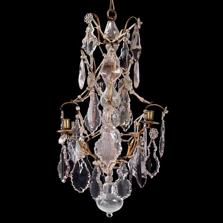 A Swedish Rococo four-light chandelier, 18th century.