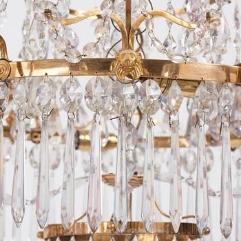 A Gustavian six-light chandelier, late 18th century.