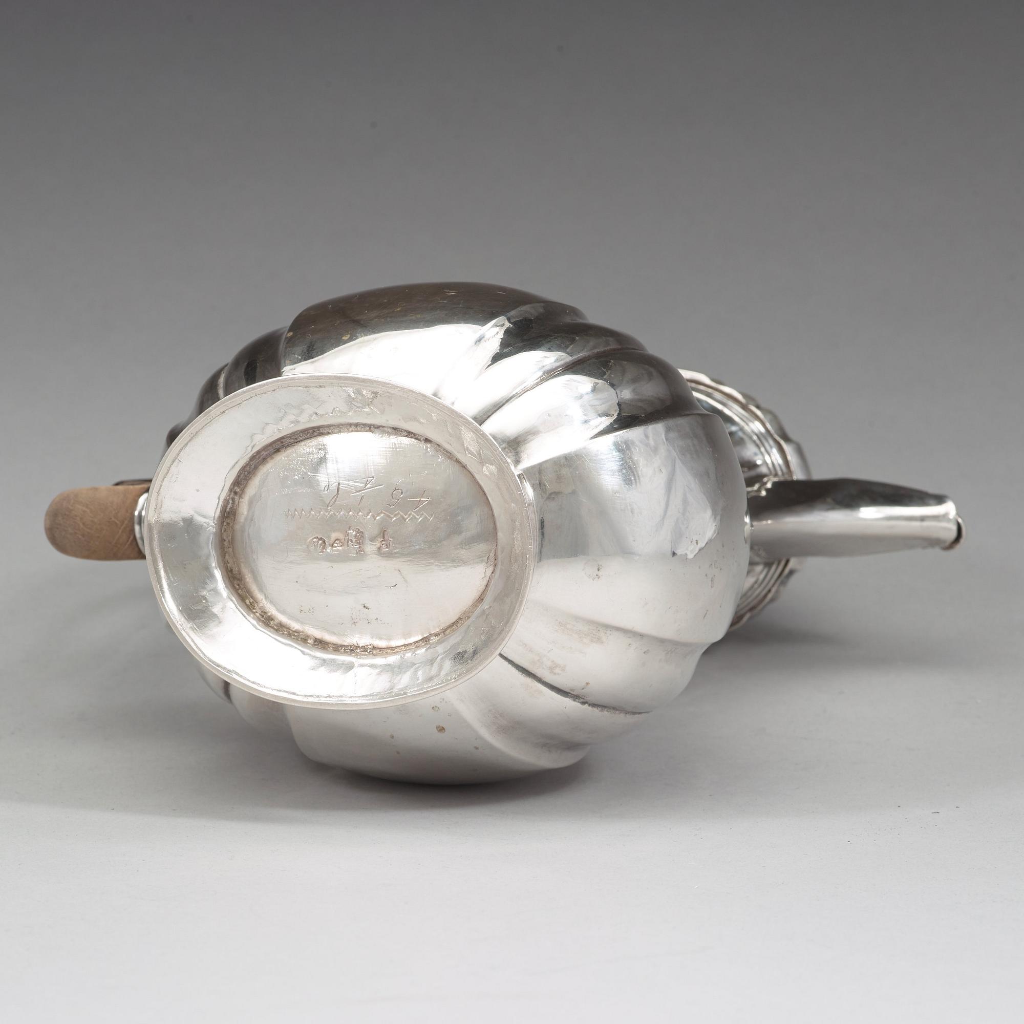 A Swedish late baroque silver coffee-pot, mark of Johan Lorens Starin, Stockholm 1742.
