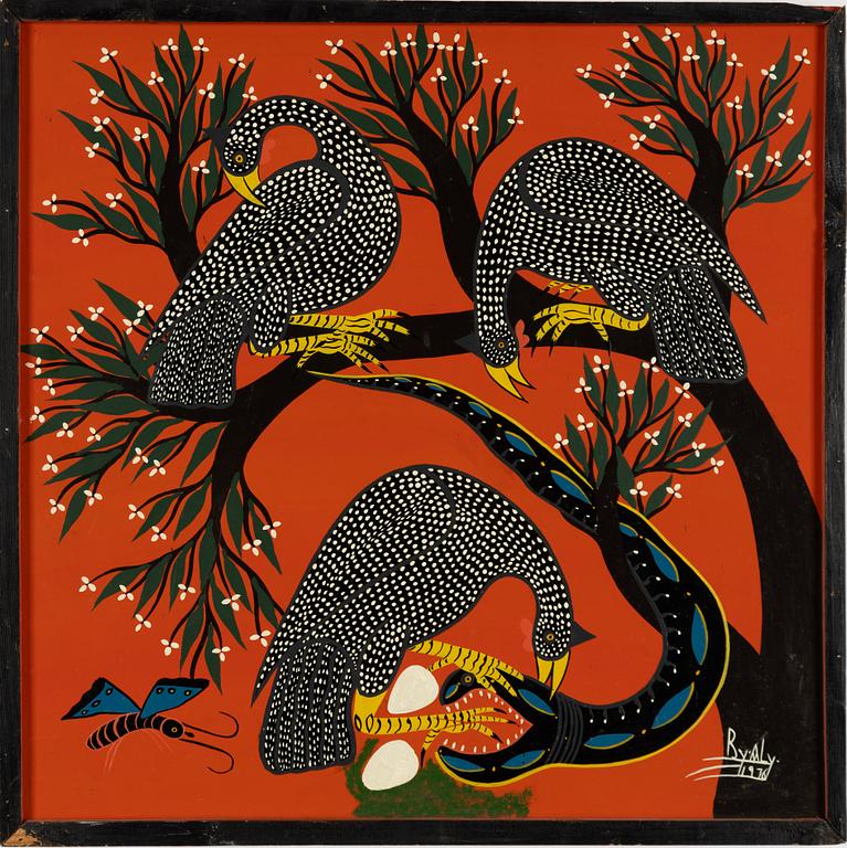 Aly, Tingatinga painting, Exotic Birds.