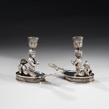 A PAIR OF RUSSIAN CANDLESTICKS. ПАРА РУССКИХ ПОДСВЕЧНИКОВ.