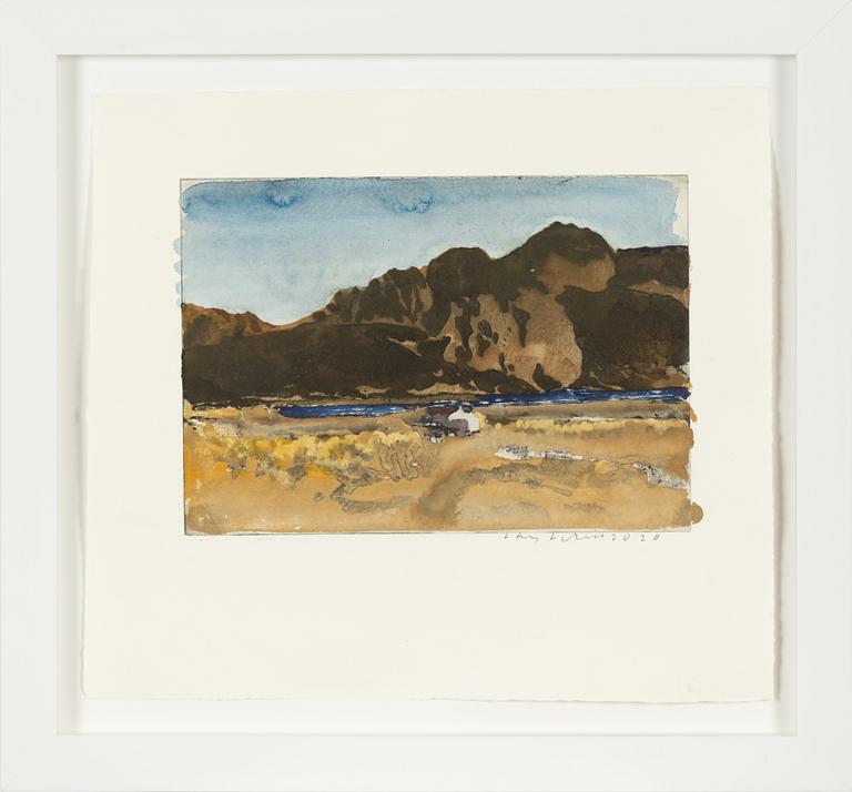Lars Lerin, etching with watercolour, signed Lars Lerin and dated 2020.