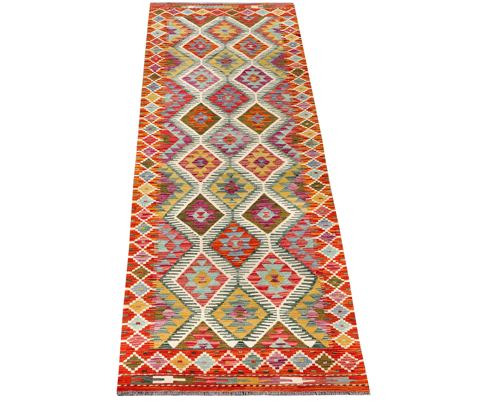 A Kilim runner carpet, c. 291 x 80 cm.