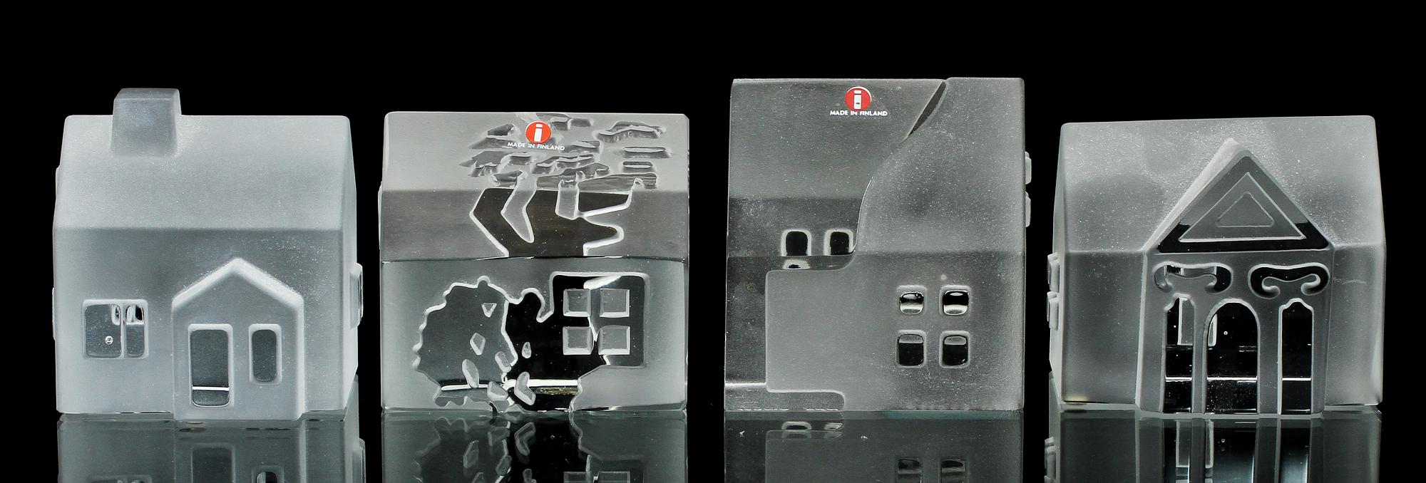 SKULPTURER, 4 st, glas, Jorma Vennola, Iittala, Finland, sign o dat.