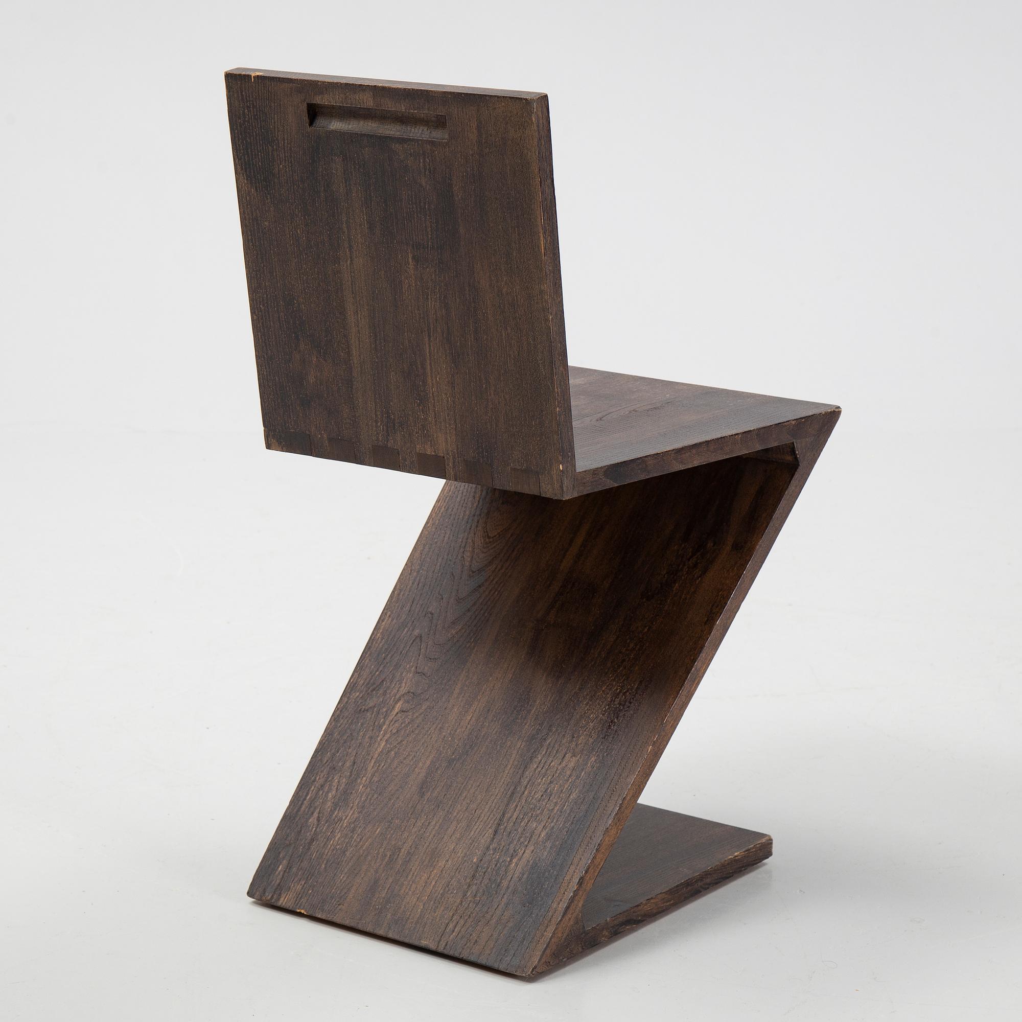 A 'Zig-Zag' chair by Gerrit Rietveld for Cassina, designed 1932-34, marked and numbered.