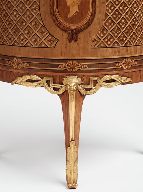 The "De Geer cabinets" a pair of demi-lune cabinets by Georg Haupt (master in Stockholm 1770-1784), Gustavian.