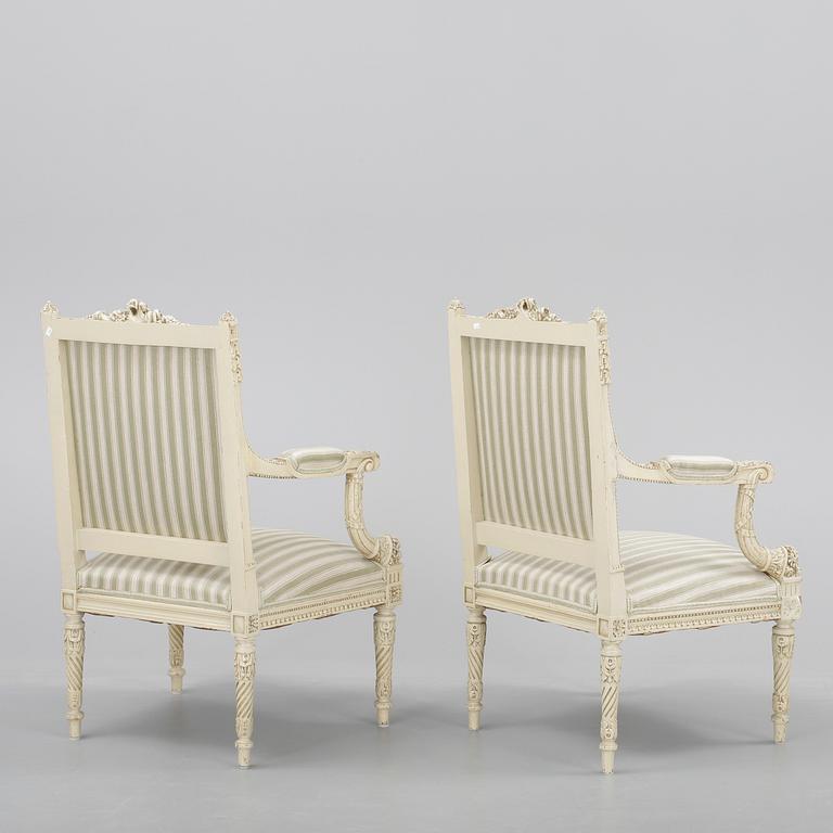 SALONGSGRUPP, 8 delar, Louis XVI-stil, 1900-talets första hälft.
