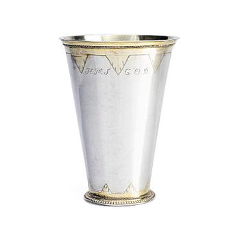 236. A Swedish early 18th century parcel-gilt silver beaker, mark of Casimir Friedrich Meidt, Karlskrona 1712.