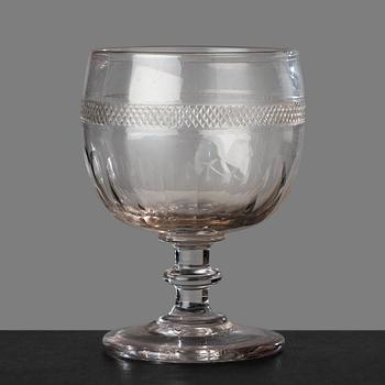 A set of 16 cut glass wine goblets, circa 1900.