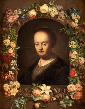 579. Jacob Adriaensz. Backer Efter, Kvinna omgiven av blomsterkrans.