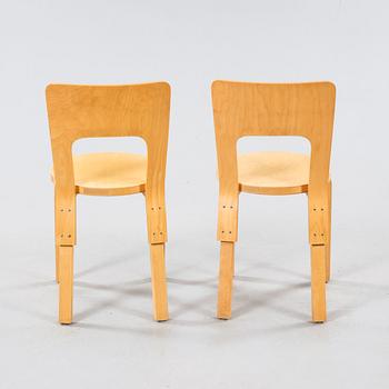 Two chairs, model 66, designed by Alvar Aalto for Artek, second half of the 20th century.