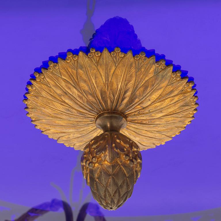 A gilt bronze sixteen-light Empire-style chandelier, later part of the 19th century.