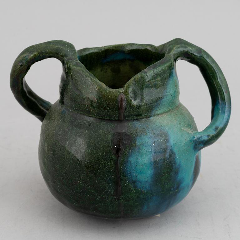 Ragnhild Godenius, two Two Art Nouveau glazed ceramic vases, one signed and dated 191? and 1914.