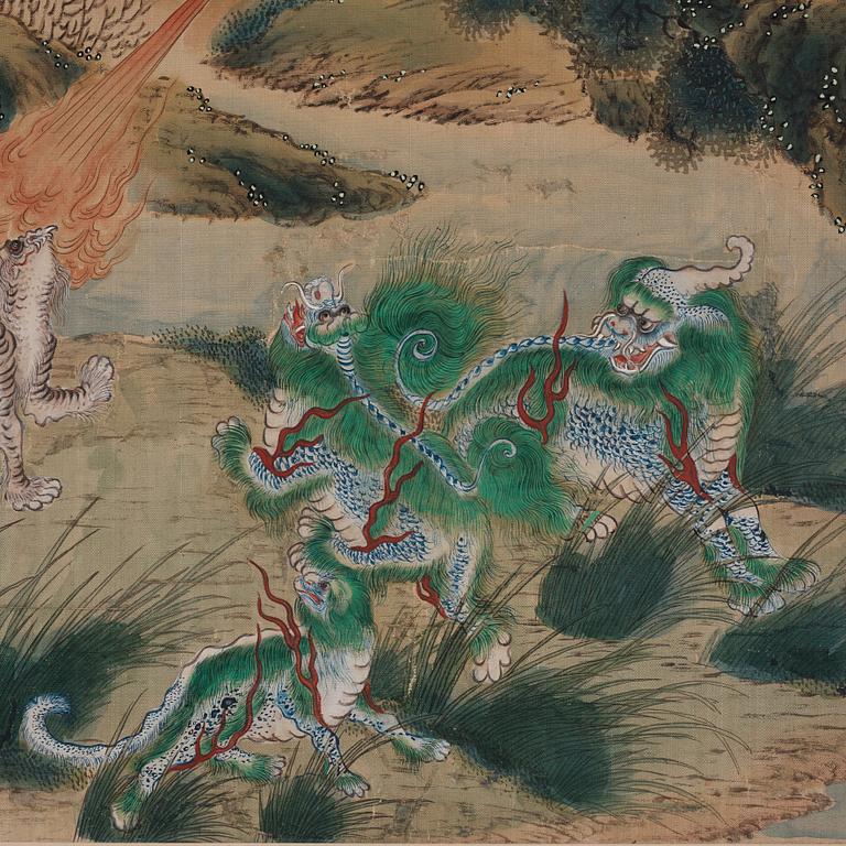 Rullmålning, okänd konstnär, akvarell och tusch på papper, Qing dynasty, 19th Century.