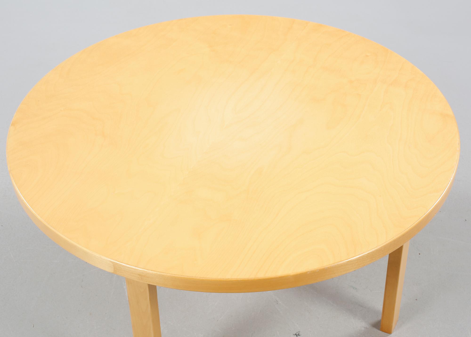 A sofa table, possibly model 90A, by Alvar Aalto for Artek, made in the second half of the 20th century.