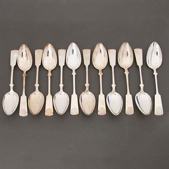 A 48-pcs set of silver cutlery with seashell decoration, Finnish hallmarks, Turku and Hämeenlinna 1956-1983.