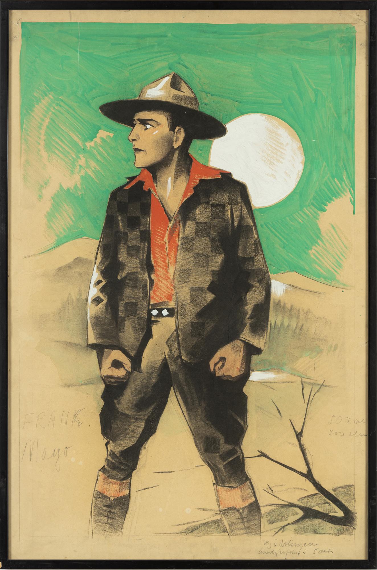 Okänd konstnär 1900-tal,  blandteknik på papper.