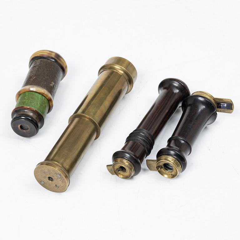 Four pocket spyglasses. 18th and 19th century.