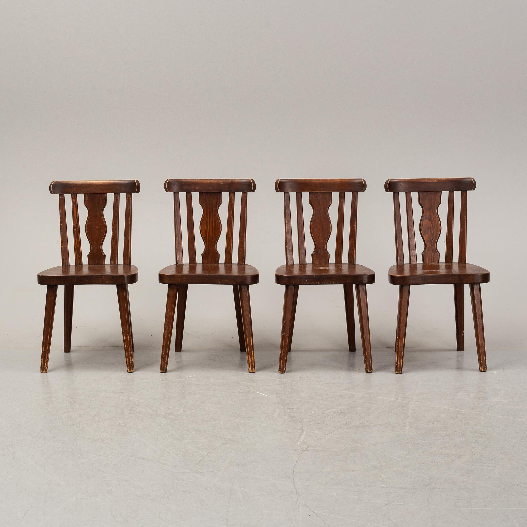 A set of four pine chairs, 1930's-40's.