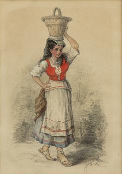 Jenny Nyström, Italian with basket.