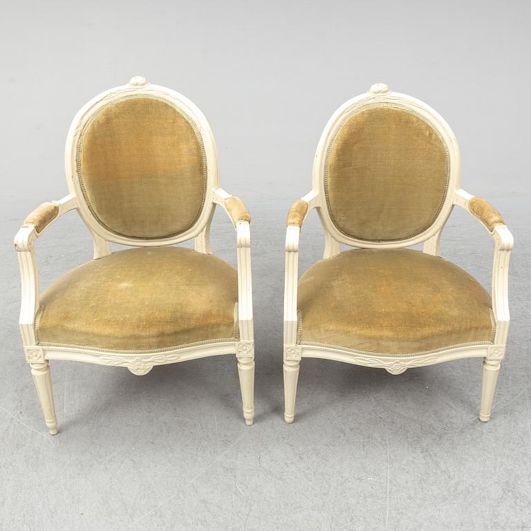 Two matched Gustavian armchairs, late 18th century.