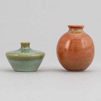 A set of seven stoneware vases, including Bertil Lundgren, Rörstrand, Klase Keramik, Gunnar Anderson and  Yngve Blixt.