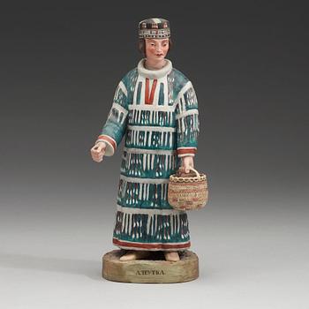 143. A Russian biscuit figure of a man of the Aleut people, circa 1900.