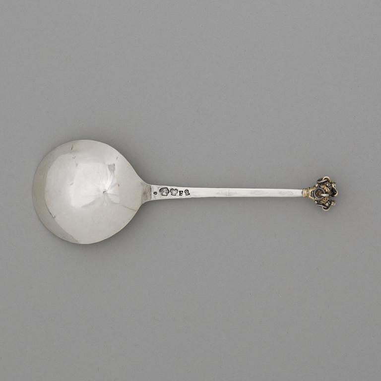 A Swedish 18th century parcel-gilt spoon, Christoffer Bauman, Hudiksvall 1788.