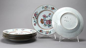 TALLRIKAR, 7 st, porslin, Kina, 1700-tal.