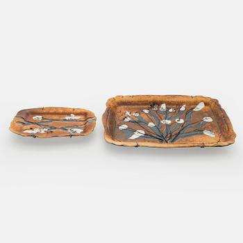 Francesca Mascitti-Lindh, reliefejä, 2 kpl, kivitavaraa, signeerattu F. Lindh Arabia.