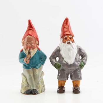 A collection of gnomes 12 pcs mid/late 20th century mostly painted terracotta.