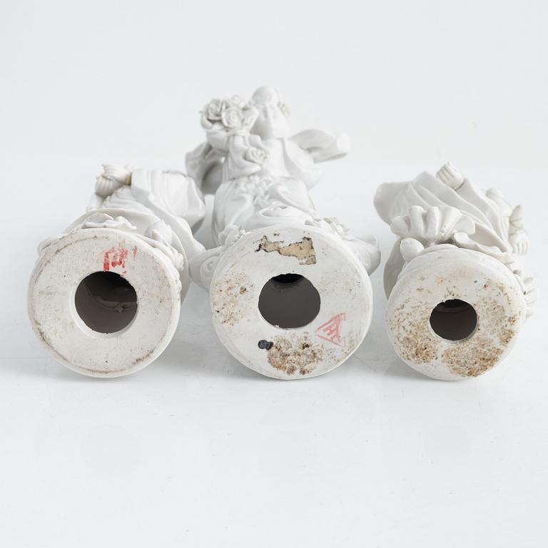 Three Bland de Chine Guanyins, China, 20th century.