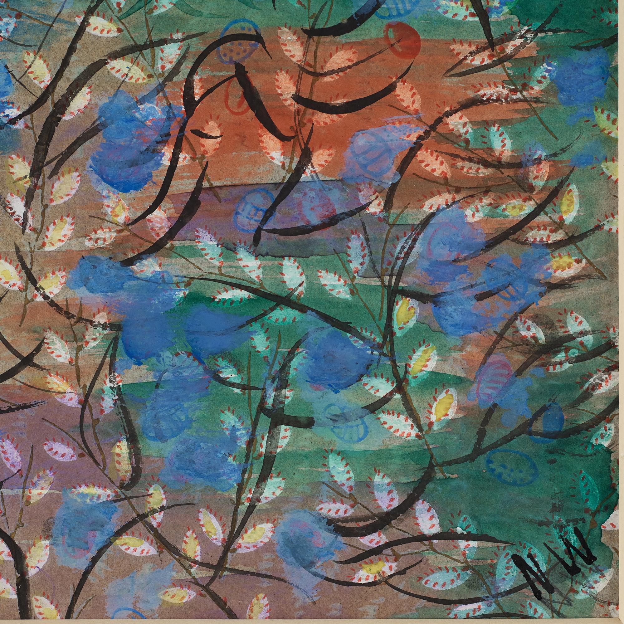 NELL WALDEN, mixed media on paper, signed.