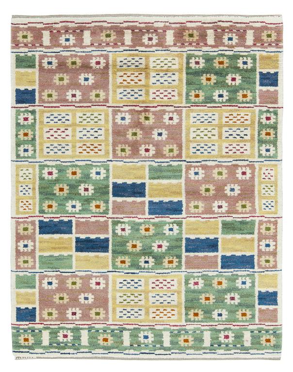 Märta Måås-Fjetterström, A CARPET. "Ängarna". Knotted pile. 197,5 x 155 cm. Signed AB MMF.