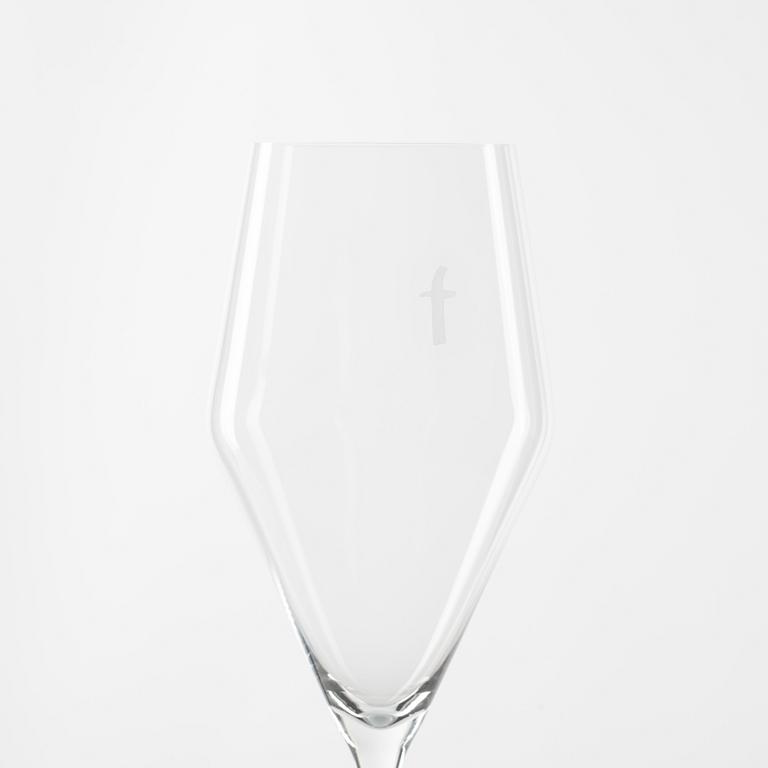 Hans Denk, twelve 'Denk'Art' champagne glasses, Zalto, Austria.