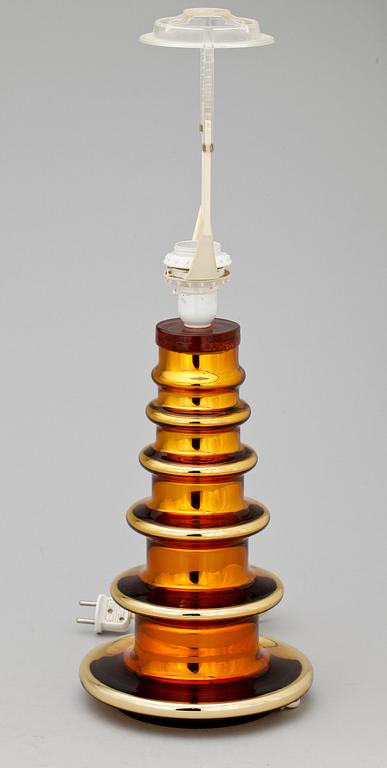 BORDSLAMPA, glas, sign Gustaf Leek. 1900-talets tredje kvartal.