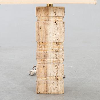 A 1970s travertine table lamp.