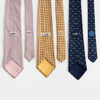 Hermès, three silk ties.