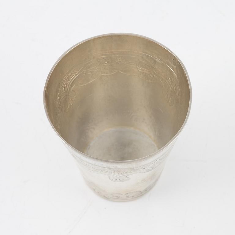 Bägare, silver, F Wissing, Odense, Danmark 1745-70.