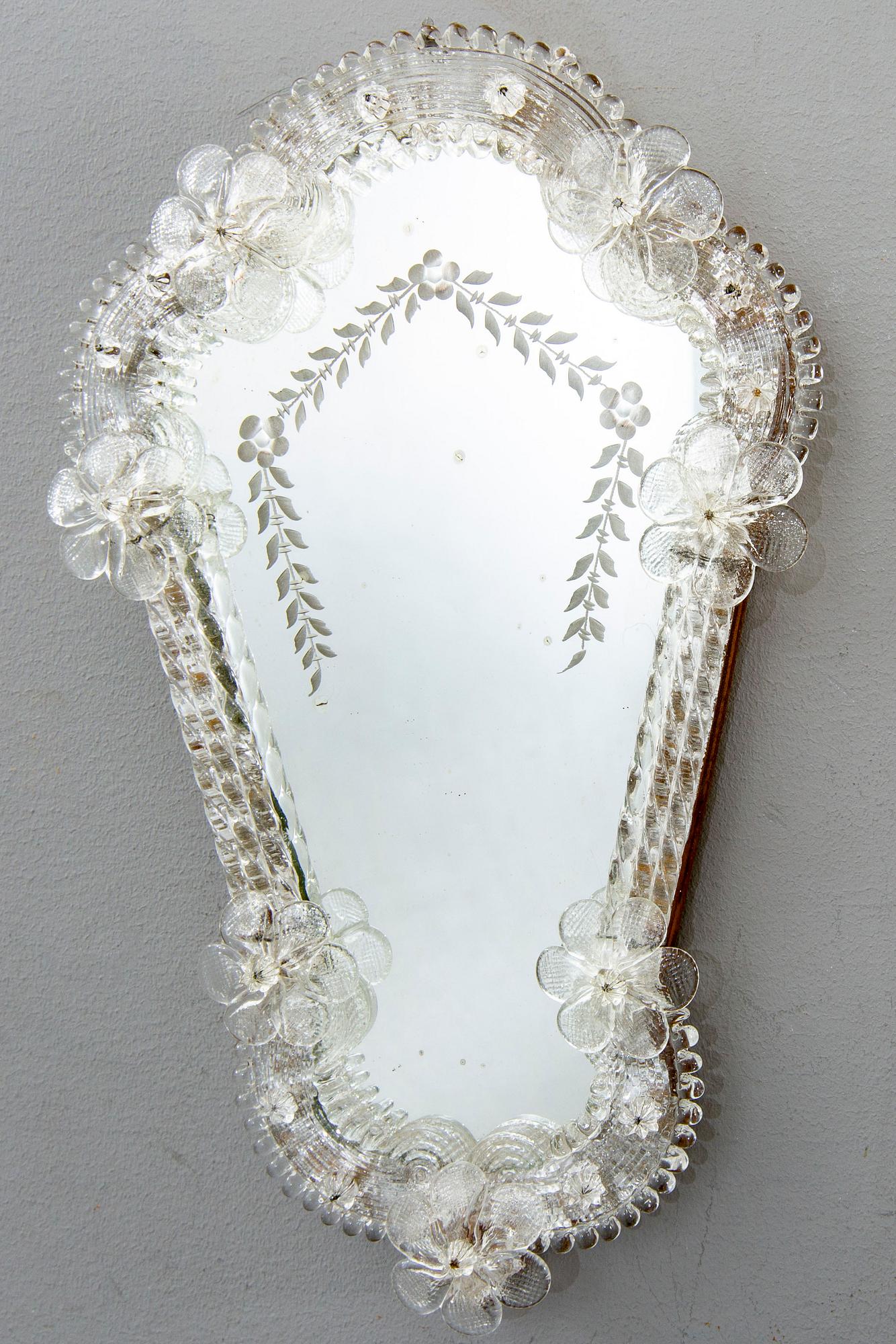 Three mid 20th century mirrors from Murano, Venice Italy.