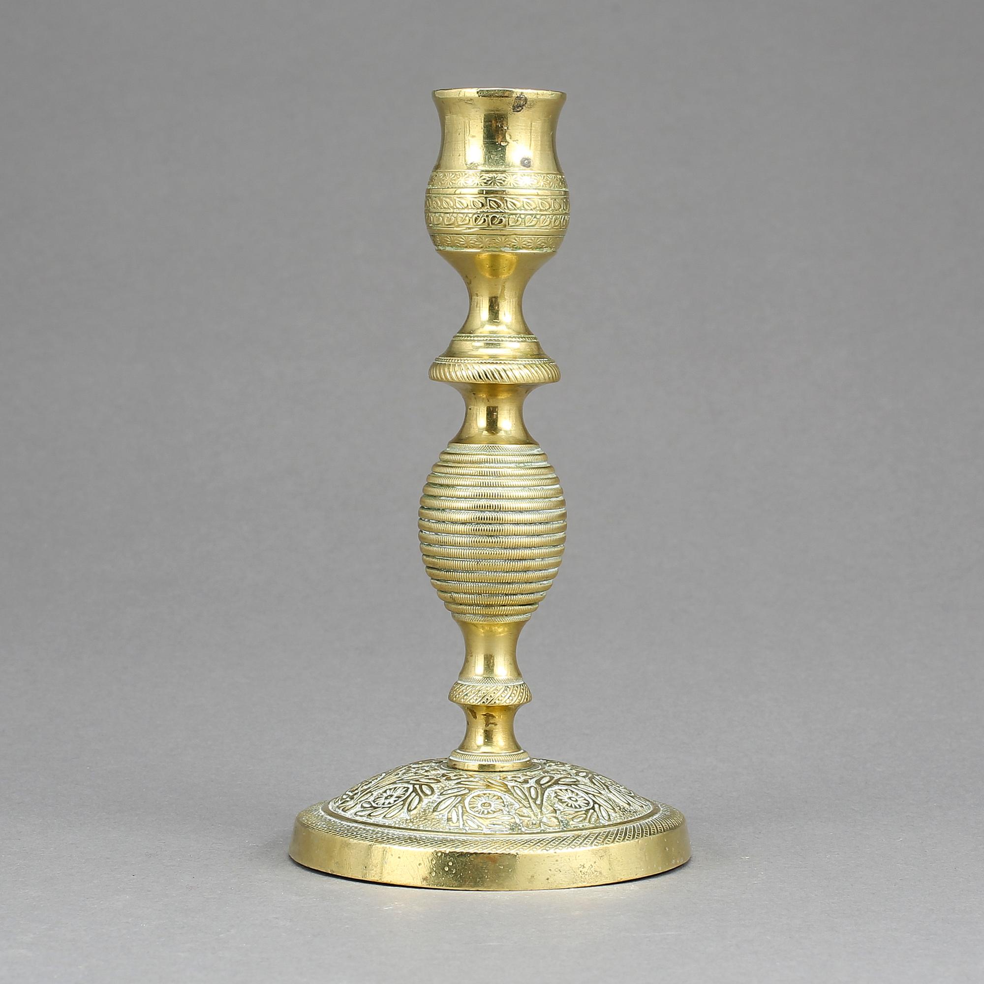LJUSSTAKE, mässing, senempire, 1800-tal.