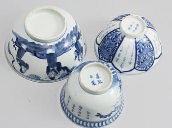 SKÅL, 3 st, porslin, Kina, Qingdynastin.