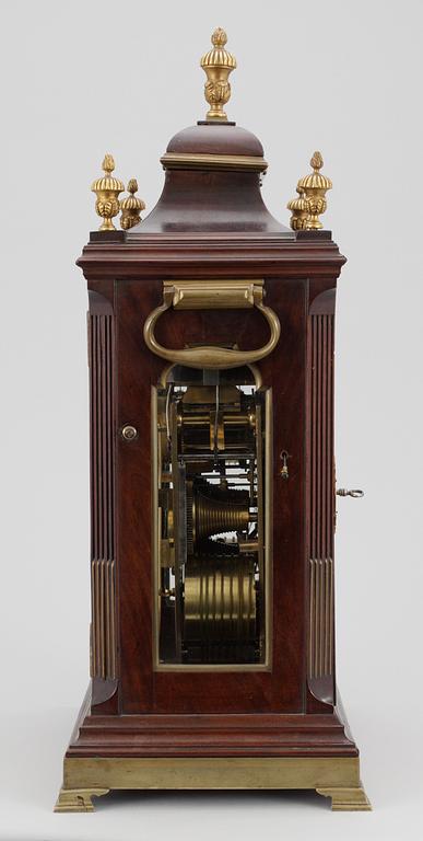 An Eardley Norton musical eight-bells and quarter chiming mahogany bracket clock playing four different tunes, verge escapment and engraved backplate.