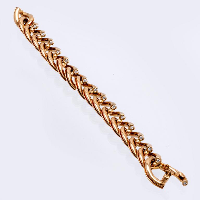 Armband 18K guld med briljanter ca 1 ct, 123,1 g, ca 18 x 1,5 cm,